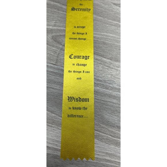 Serenity Prayer Yellow Ribbon Bookmark Vintage Satin AA Recovery 1960s - Picture 6 of 8
